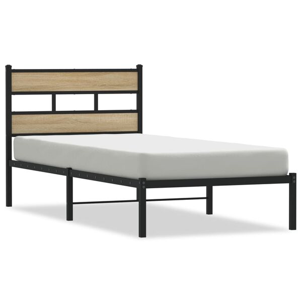 vidaXL Metal Bed Frame without Mattress Sonoma Oak 90x200 cm