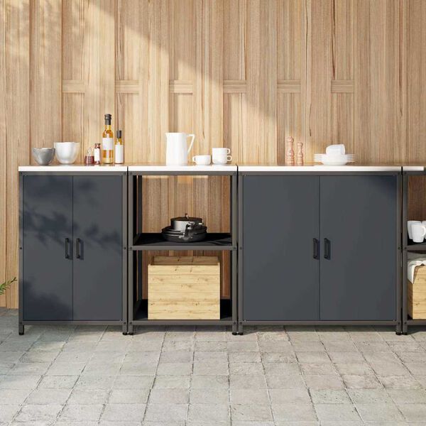 vidaXL Kitchen Storage Set 3 pcs Anthracite Cold-rolled Steel