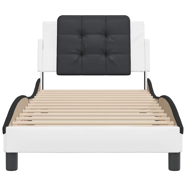 vidaXL Bed Frame without Mattress "Zadar" White and Black 90x190 cm Single Faux Leather