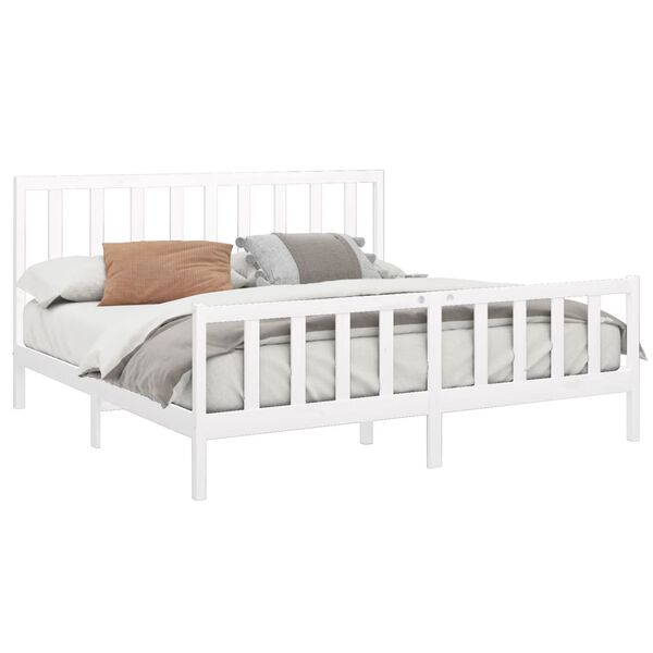 vidaXL Bed Frame without Mattress White 180x200 cm Super King Solid Wood Pine