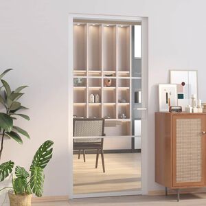 vidaXL Glass Door 93 x 201.5 cm Aluminium White and Transparent