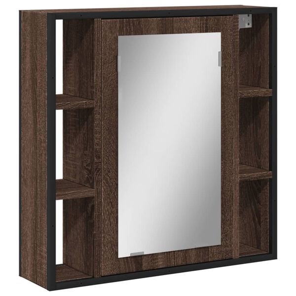vidaXL Bathroom Mirror Cabinet Brown Oak 60x16x60 cm Engineered Wood