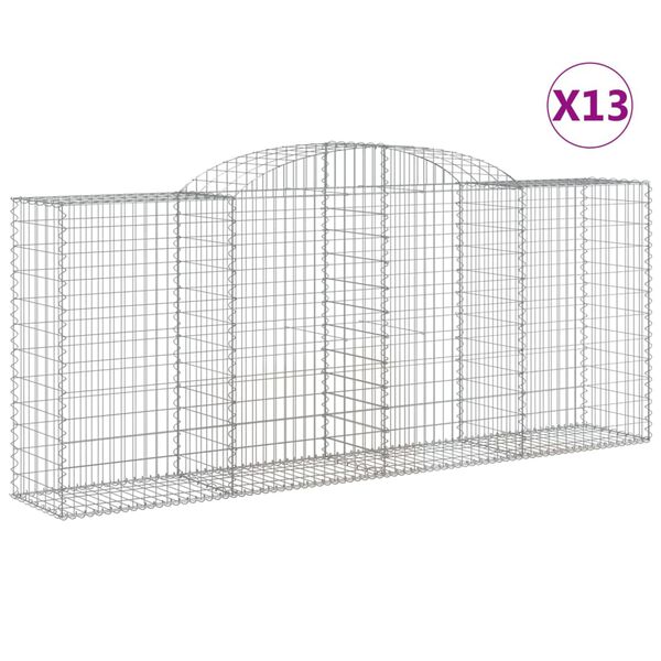 vidaXL Arched Gabion Baskets 13 pcs 300x50x120/140 cm Galvanised Iron