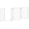 vidaXL Dog Gate with Door Foldable 12 Panels White 600 cm Poplar Wood