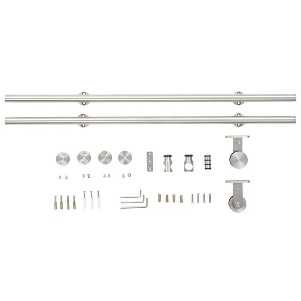 vidaXL Sliding Door Hardware Kit 183 cm Stainless Steel Silver