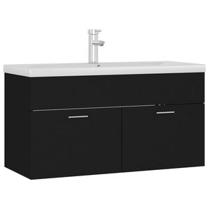 vidaXL Sink Cabinet with Built-in Basin Black Engineered Wood