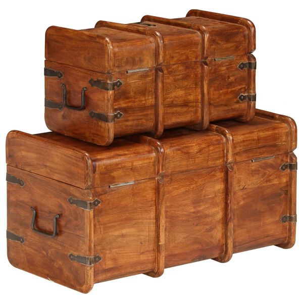 vidaXL Treasure Chest Set 2 Pieces Solid Acacia Wood Honey Finish