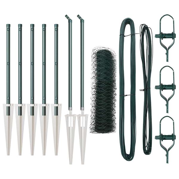 vidaXL Fence Post Green 10 x 0.5 m (50 mm mesh) Steel and PVC