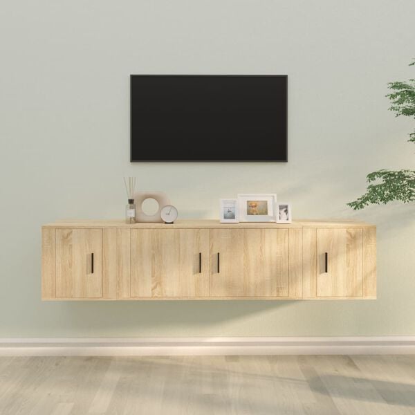 vidaXL 3 Piece TV Cabinet Set Sonoma Oak Engineered Wood