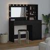 vidaXL Dressing Table with Mirror Lights 2 pcs Black Engineered Wood