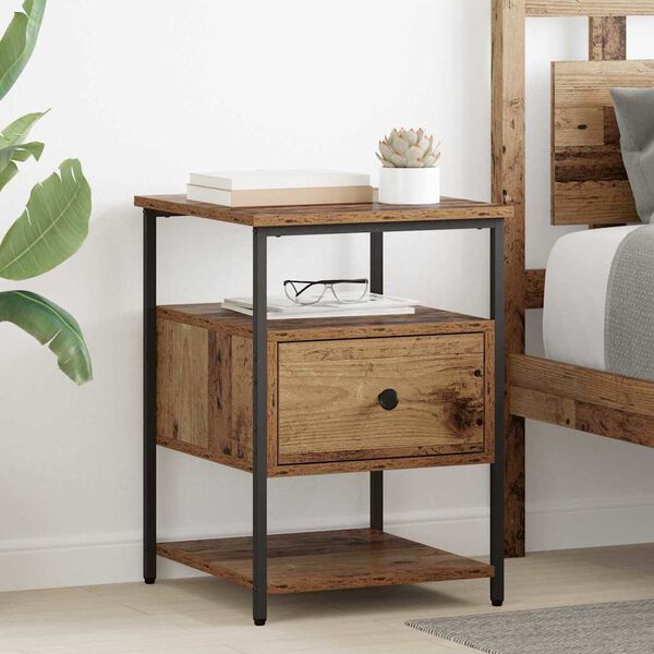 vidaXL Bedside Cabinet 2 pcs Old Wood 40 x 42 x 56 cm Engineered Wood