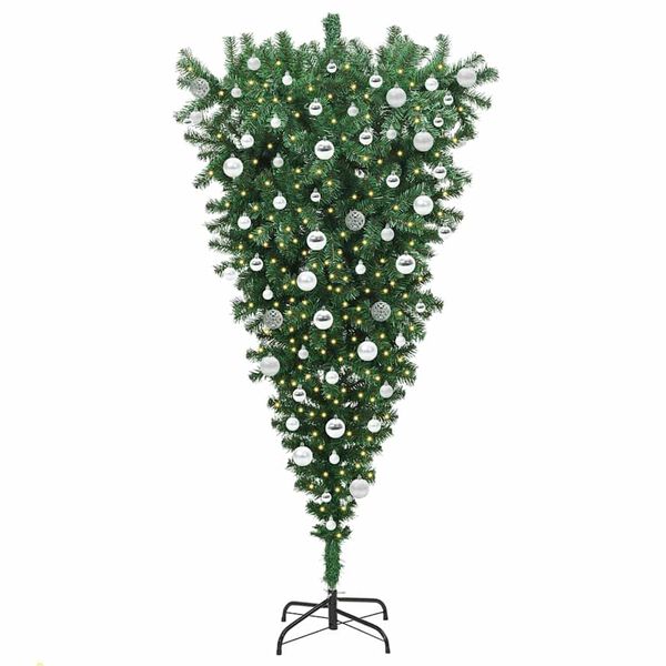 vidaXL Upside-down Artificial Pre-lit Christmas Tree with Ball Set PVC