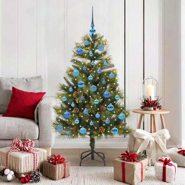 vidaXL Artificial Hinged Christmas Tree with Cones Green 150 cm