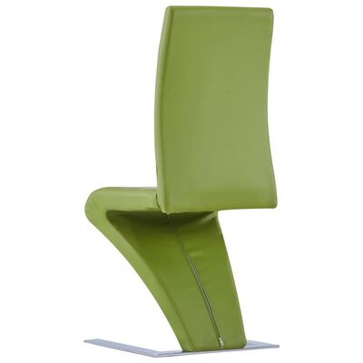 vidaXL Dining Chairs with Zigzag Shape 6 pcs Green Faux Leather
