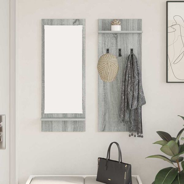 vidaXL Wall-Mounted Coat Rack with Shelf Grey sonoma 70 x 10 x 90 cm