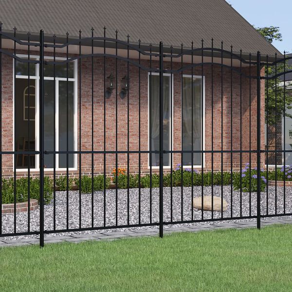 vidaXL Garden Fence with Spear Top Black 240x175 cm Powder-coated Steel