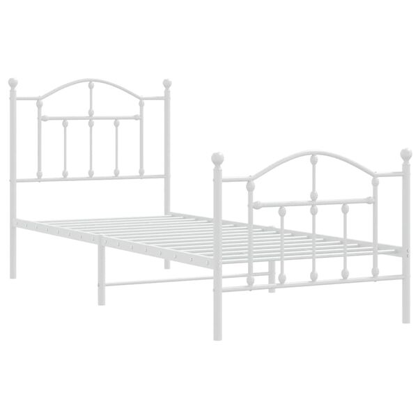 vidaXL Metal Bed Frame without Mattress with Footboard White 90x190cm