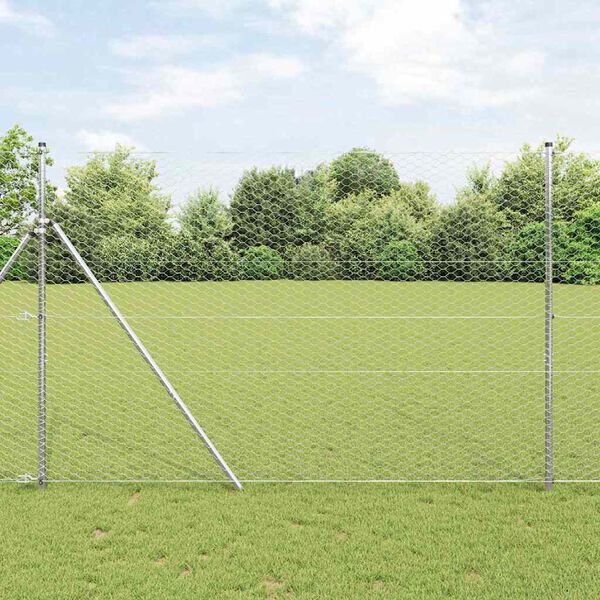 vidaXL Hexagon Fence Silver 1.6 x 25 m Galvanised steel