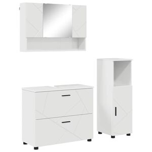 vidaXL Bathroom Furniture Set 3 pcs High Gloss White