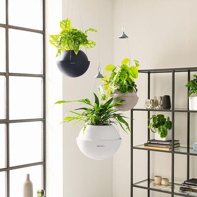 LECHUZA Hanging Planter BOLA Color 32 ALL-IN-ONE White