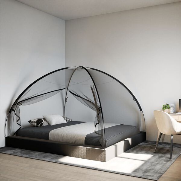 vidaXL Mosquito Net Mongolia with Doors 220 Mesh Black 200x180x135 cm