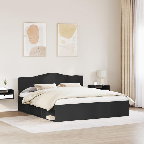 vidaXL Bed Frame with Headboard Black 180 x 200 cm Solid Pine Wood