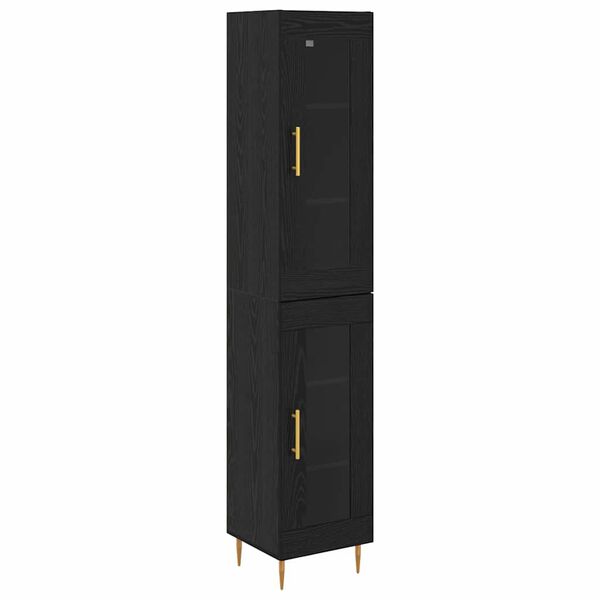 vidaXL Highboard 2 pcs Black Oak Glass