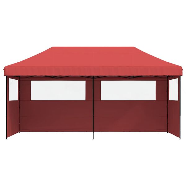 vidaXL Foldable Party Tent Pop-Up with 3 Sidewalls Burgundy