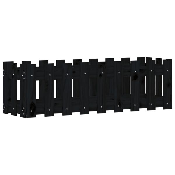 vidaXL Garden Raised Bed with Fence Design Black 100x30x30 cm Solid Wood Pine
