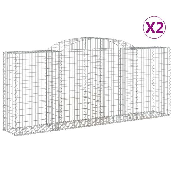 vidaXL Arched Gabion Baskets 2 pcs 300x50x120/140 cm Galvanised Iron