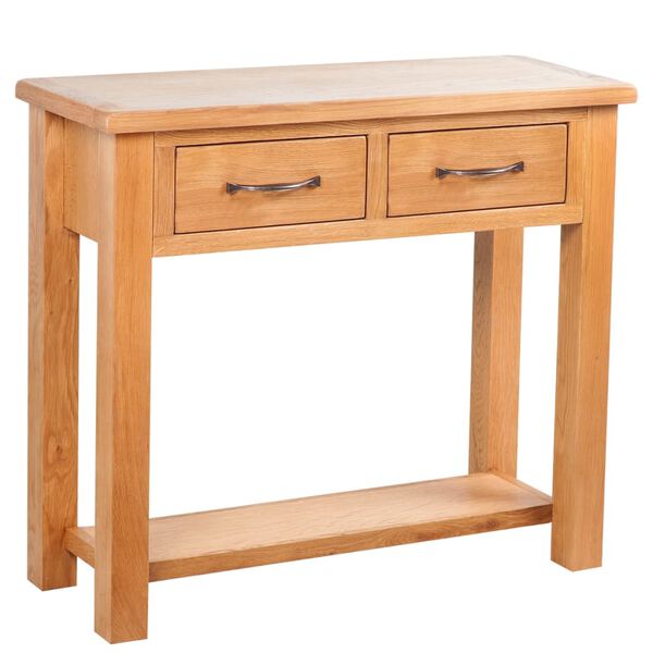 vidaXL Console Table with 2 Drawers 83x30x73 cm Solid Oak Wood