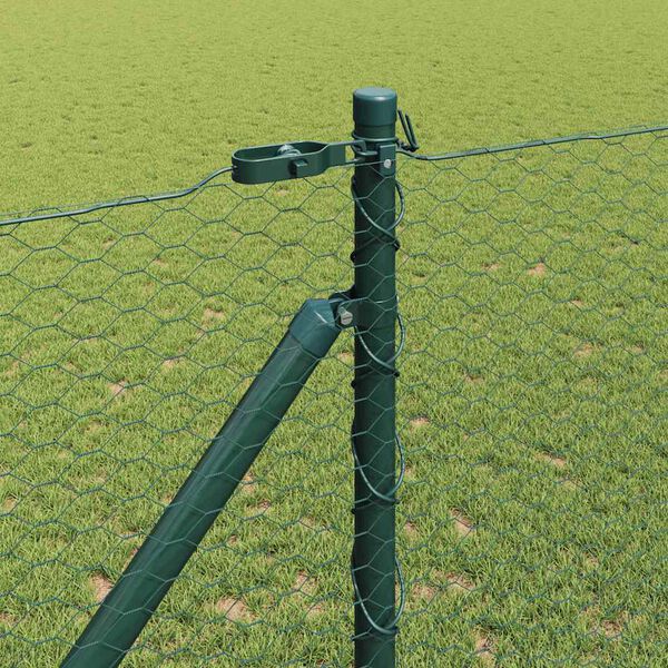 vidaXL Fence Post Green 10 x 1 m (25 mm mesh) Steel and PVC
