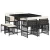 vidaXL 9 Piece Garden Dining Set with Cushions Black Poly Rattan