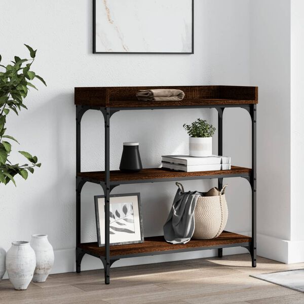 vidaXL Console Table with Shelves Brown Oak 75x30x80 cm