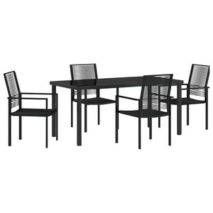 vidaXL Garden Dining Set 5 pcs Black Powder-Coated Steel