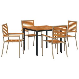vidaXL Garden Dining Set 5 pcs Beige and Brown Poly Rattan