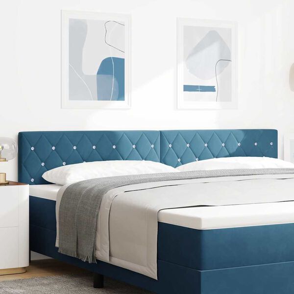vidaXL Headboard with Headboard Dark Blue 200 cm Faux Leather