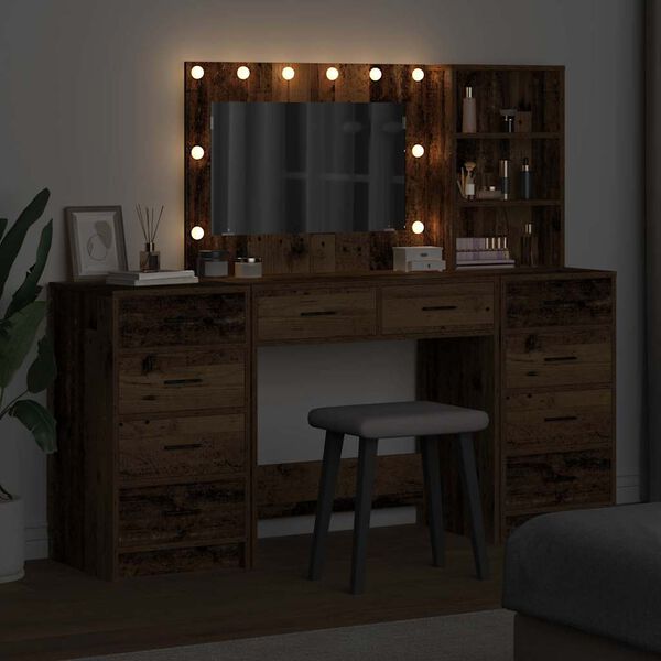 vidaXL Dressing Table 3 pcs Brown 40 x 41 x 135 cm Engineered wood