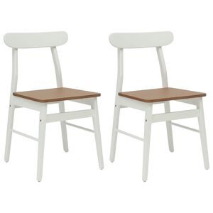 vidaXL Dining Chair 2 pcs White and Natural Solid Wood