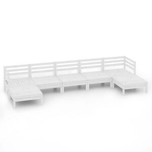 vidaXL Garden Lounge Set | White | Solid Pinewood | 7 Piece Set | Modular