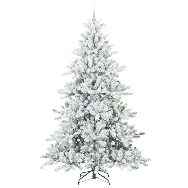 vidaXL Artificial Hinged Christmas Tree White 240 cm PVC and Steel