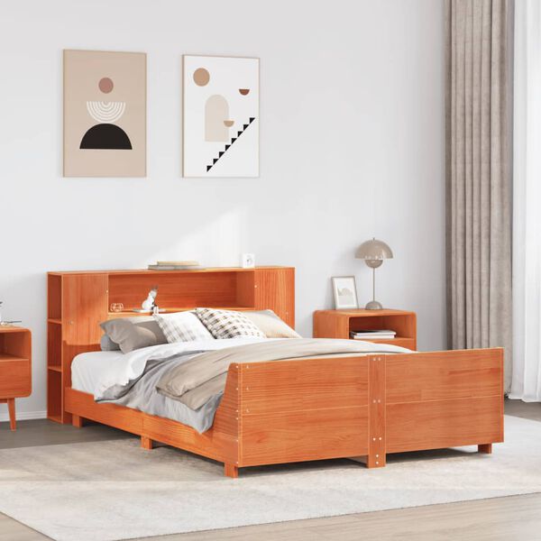 vidaXL Bed Frame without Mattress Wax Brown 120x200 cm Solid Wood Pine