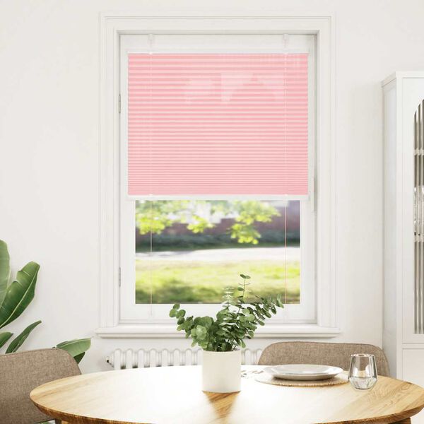 vidaXL Pleated Blind Pink 70x150 cm Fabric Width 69.4 cm Polyester