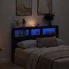 vidaXL Headboard Cabinet with LED Black Oak 160x17x102 cm