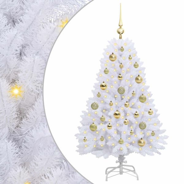 vidaXL Artificial Hinged Christmas Tree White 120 cm PVC and Steel
