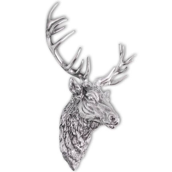 vidaXL Deer Head Decoration Wall-Mounted Aluminium Silver