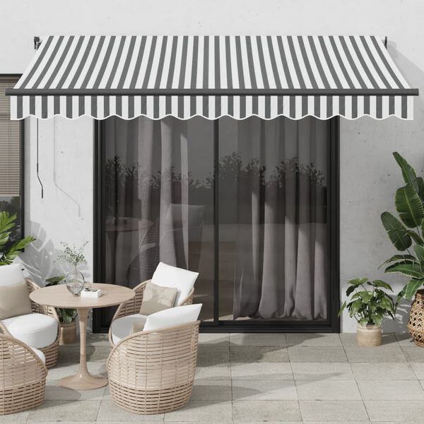 vidaXL Manual Retractable Awning with LED Anthracite&White 350x250 cm