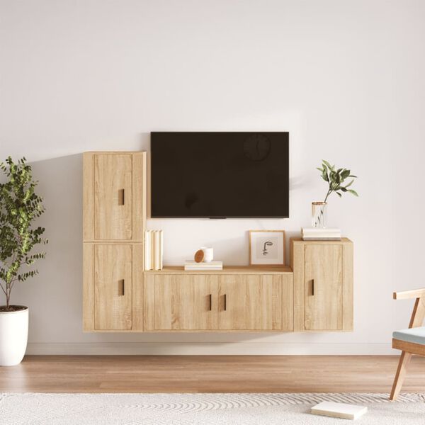 vidaXL 4 Piece TV Cabinet Set Sonoma Oak Engineered Wood