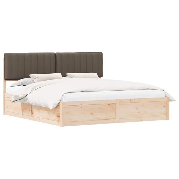 vidaXL Bed Frame with Upholstered Headboard Taupe 180 x 200 cm