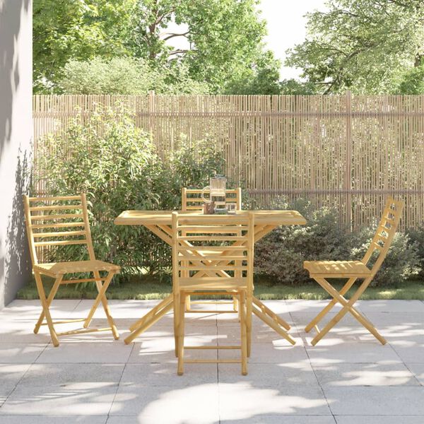 vidaXL 5 Piece Garden Dining Set Bamboo